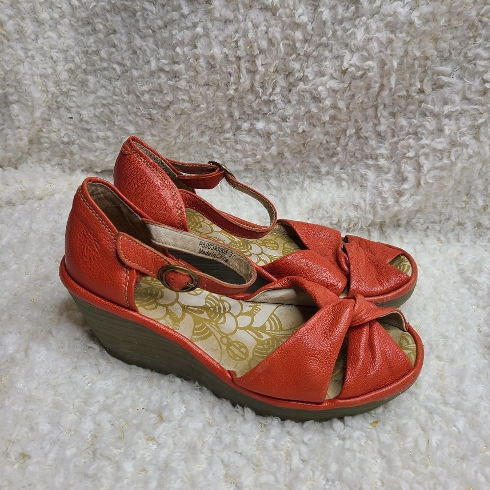 Fly London Ankle Strap Wedge Sandals sz 37